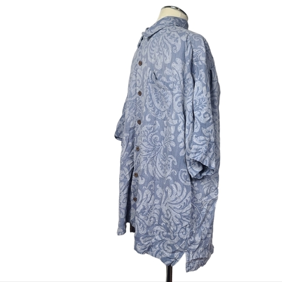 Tommy Bahama Blue Button Down Short Sleeve Silk Shirt XL - Picture 3 of 5
